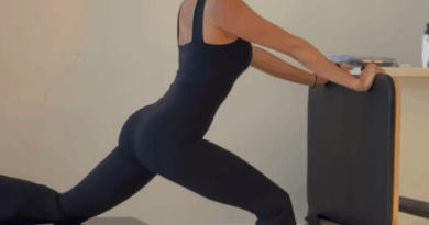 Han Groo shows toned physique during Pilates workout with Reformer in Saipan