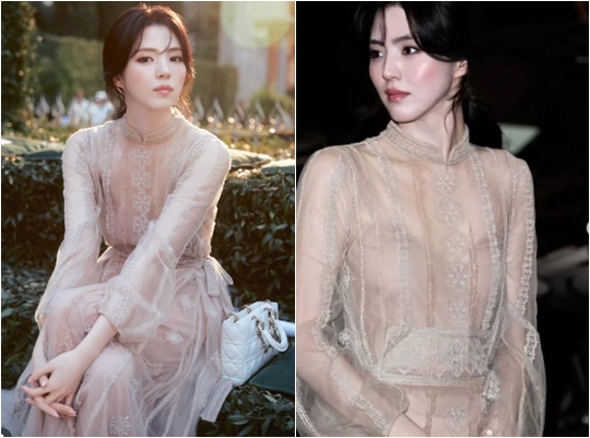 Han So-hee wearing a sheer dress at a Christian Dior event