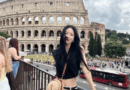 Han Ye-seul summer travel outfit with black sleeveless top and YSL rattan bag