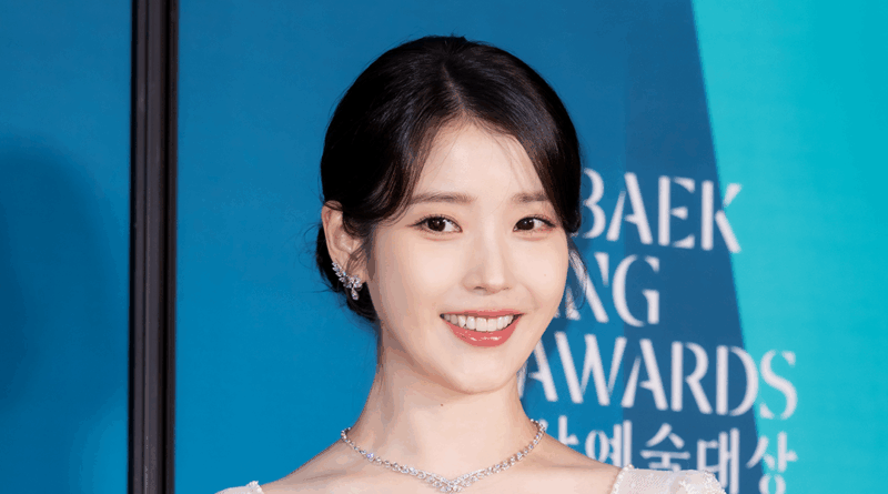 IU at Baeksang Arts Awards red carpet at COEX D Hall with Gucci dress
