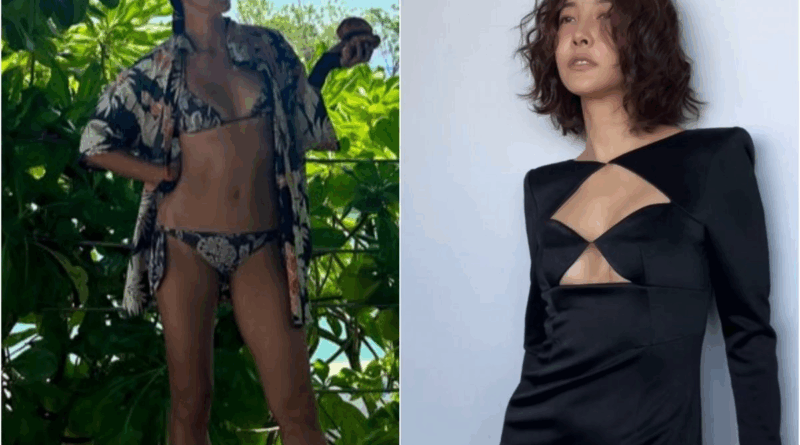 Jin Seo-yeon shows her toned physique in bikini with Hawaiian shirt
