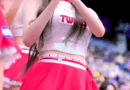 Korean cheerleader Lee Ju-eun performs at LG Twins game in iconic red outfit