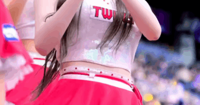 Korean cheerleader Lee Ju-eun performs at LG Twins game in iconic red outfit
