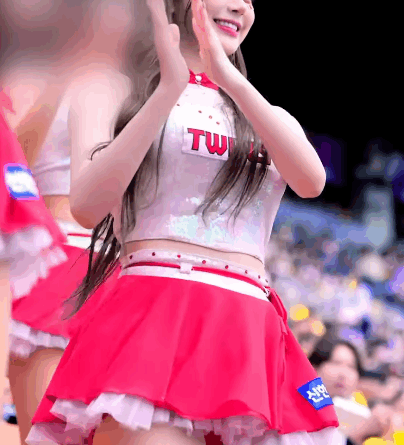 Korean cheerleader Lee Ju-eun performs at LG Twins game in iconic red outfit