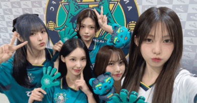Kpop group RESCENE performing at Hana Bank K League 2 halftime show