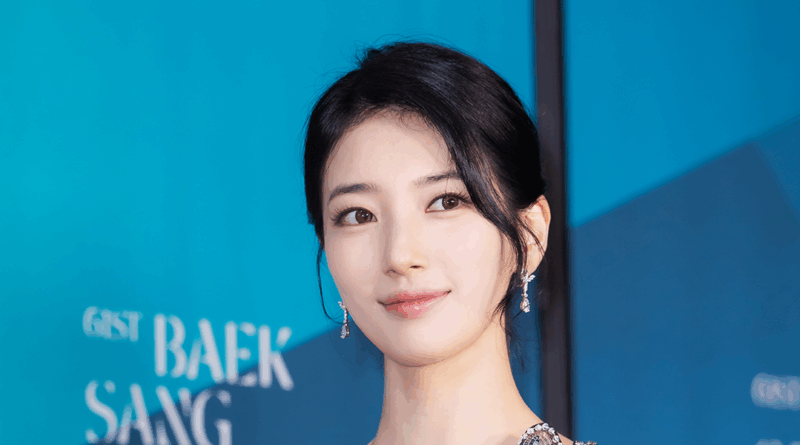Bae Suzy smiles at photo wall at 61st Baeksang Arts Awards in Seoul