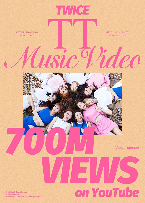 TWICE TT music video reaches 700 million views milestone on YouTube