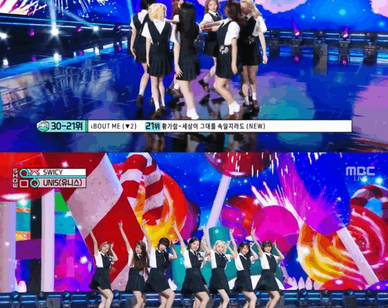 Kpop group UNIS performs SWICY in stylish school uniform concept
