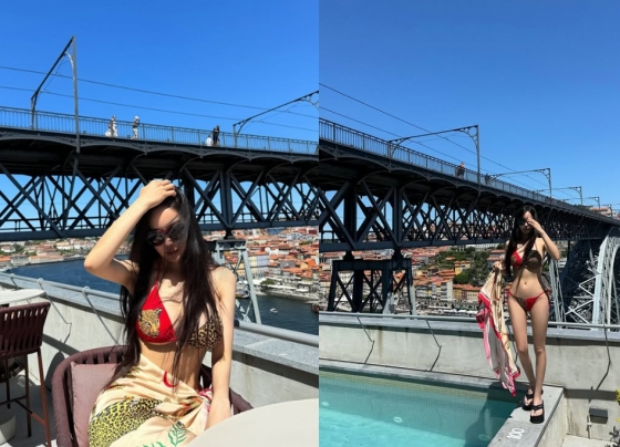 Hyomin dazzles in a leopard print bikini as she embraces summer style