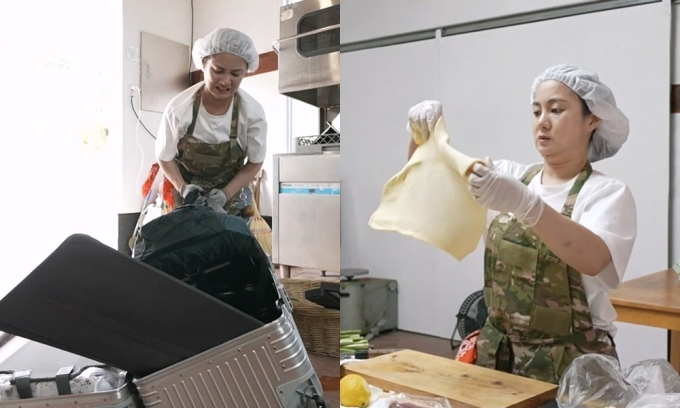 Capture of Park Na-rae cooking culinary creations in Jirisan on MBC show