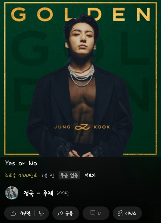 The BTS member Jungkook's Yes or No track achieves massive YouTube success.