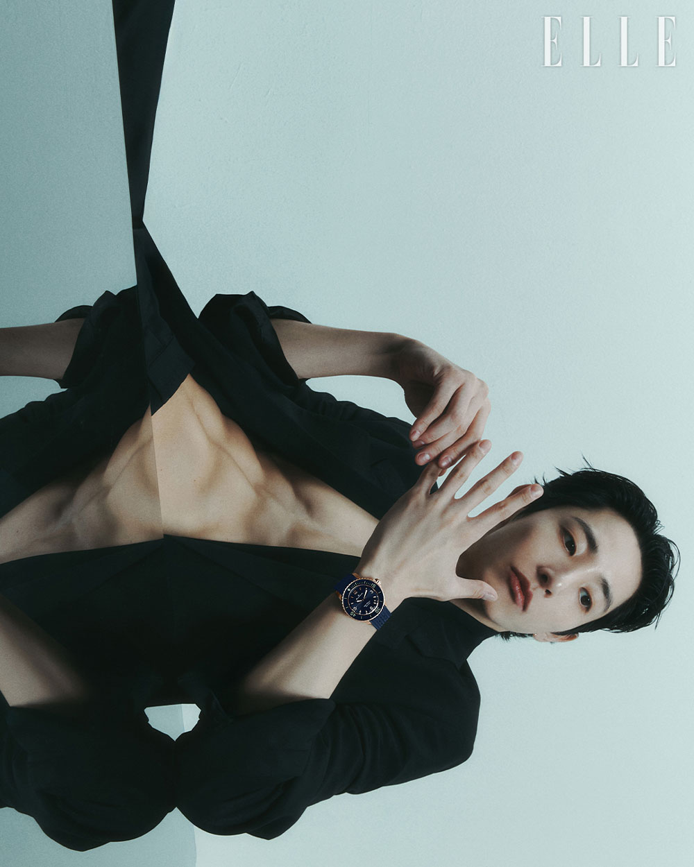 Lee Soo-hyuk captivates in a photoshoot with Blancpain watch for Elle Korea magazine