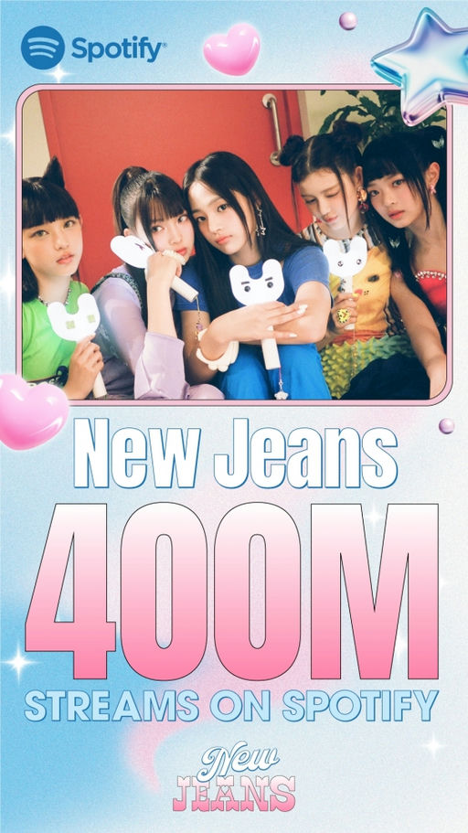 NewJeans achieves success with their single New Jeans reaching 400 million Spotify plays