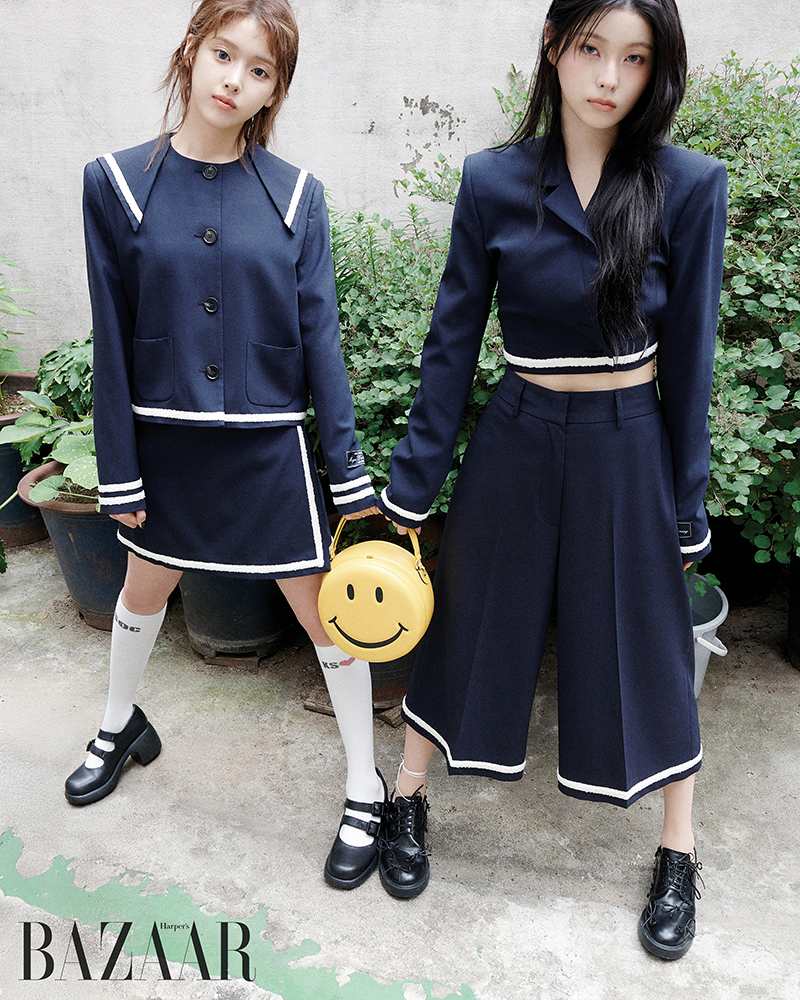 Explore NMIXX's new creative journey with Jiwoo and Kyujin through Harper's Bazaar.