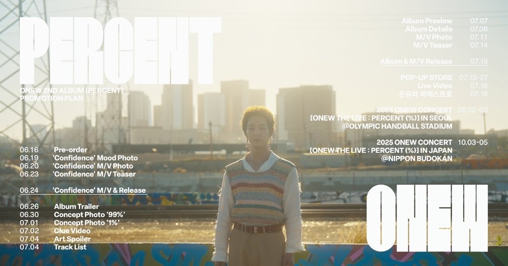 Onew rolls out content teasers for upcoming album PERCENT and pre-releases Confidence