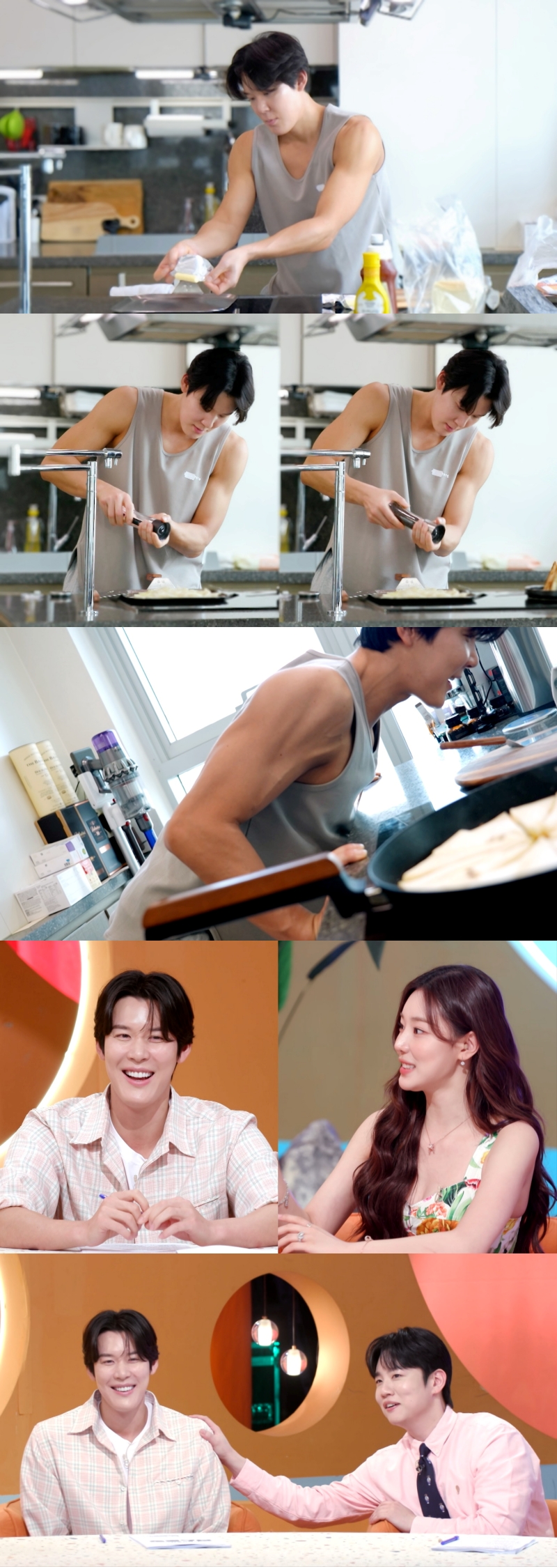 Park Tae-hwan cooking on KBS 2TV show showcasing his culinary skills
